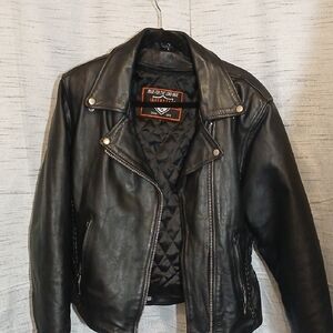 Intetstate Black Leather Motocycle Jacket Women's Sz L